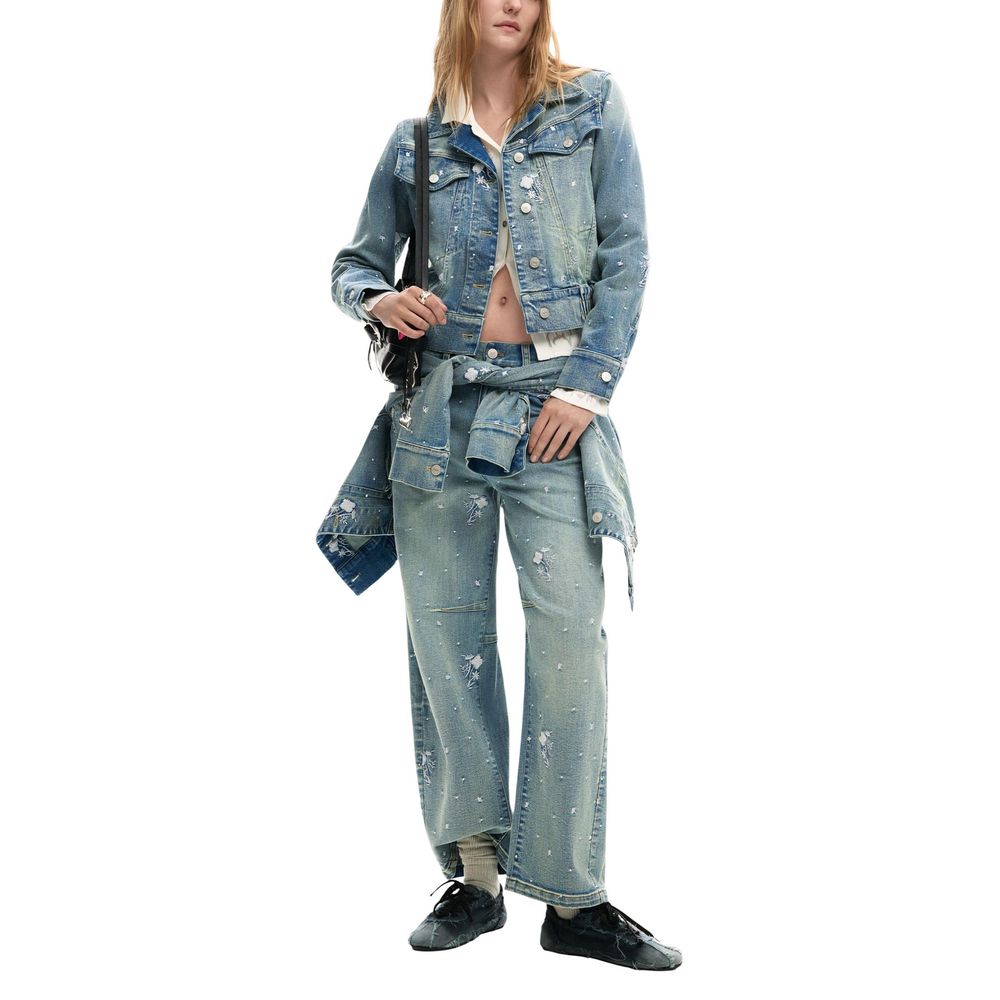 Desigual Blue Elastane Denim Jacket