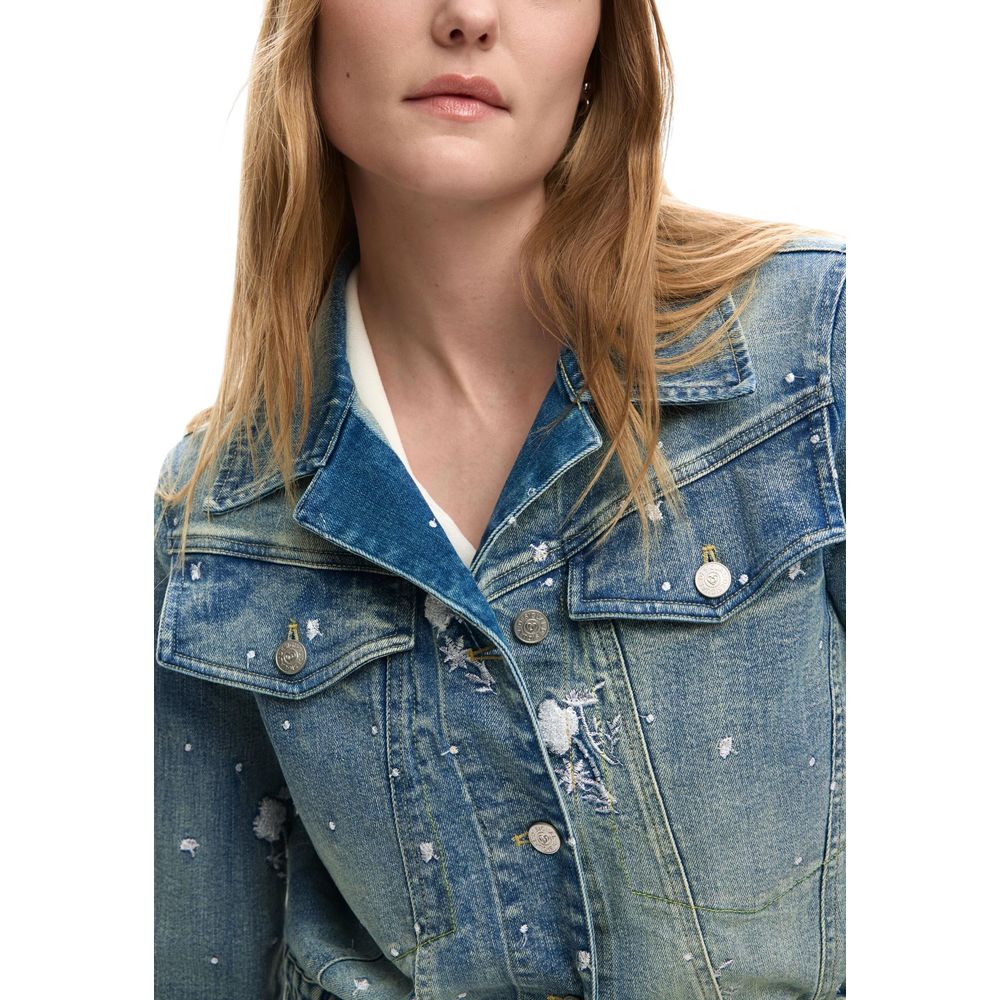 Desigual Blue Elastane Denim Jacket
