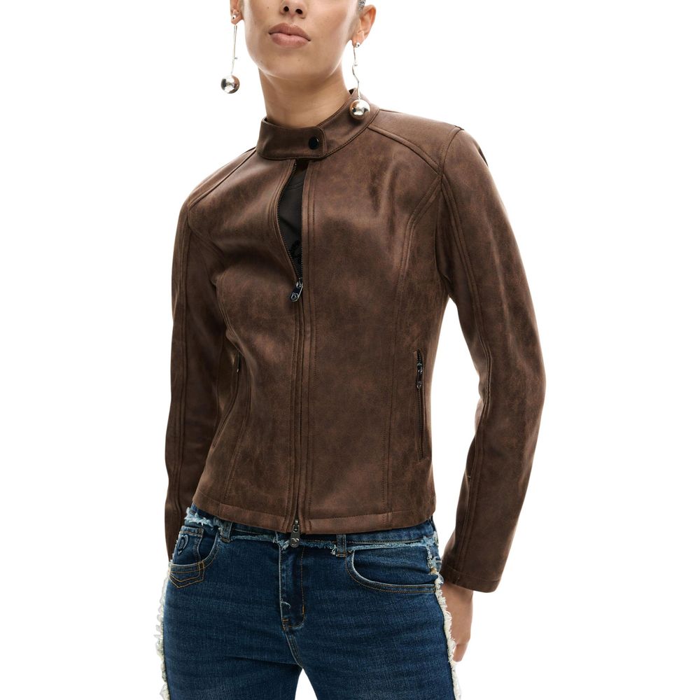 Desigual Brown Polyester Full-Length Jacket