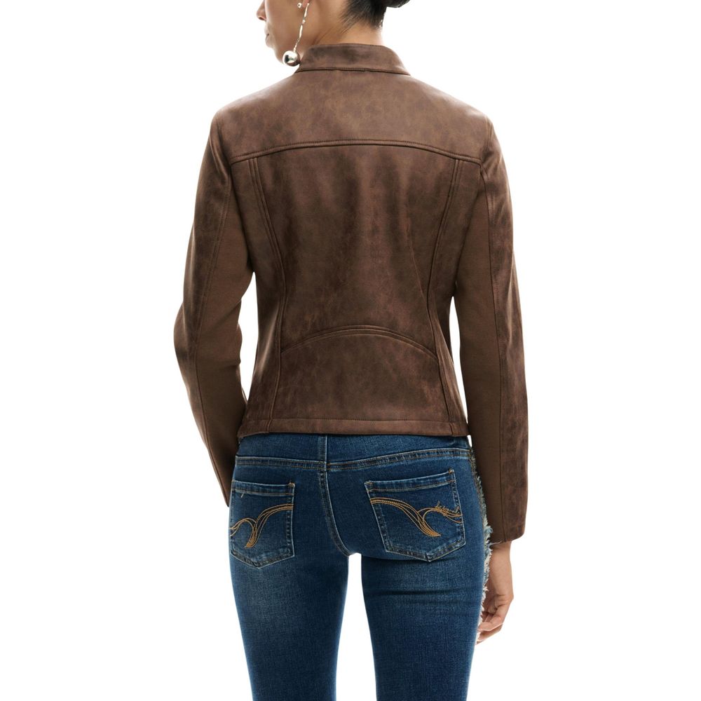 Desigual Brown Polyester Full-Length Jacket