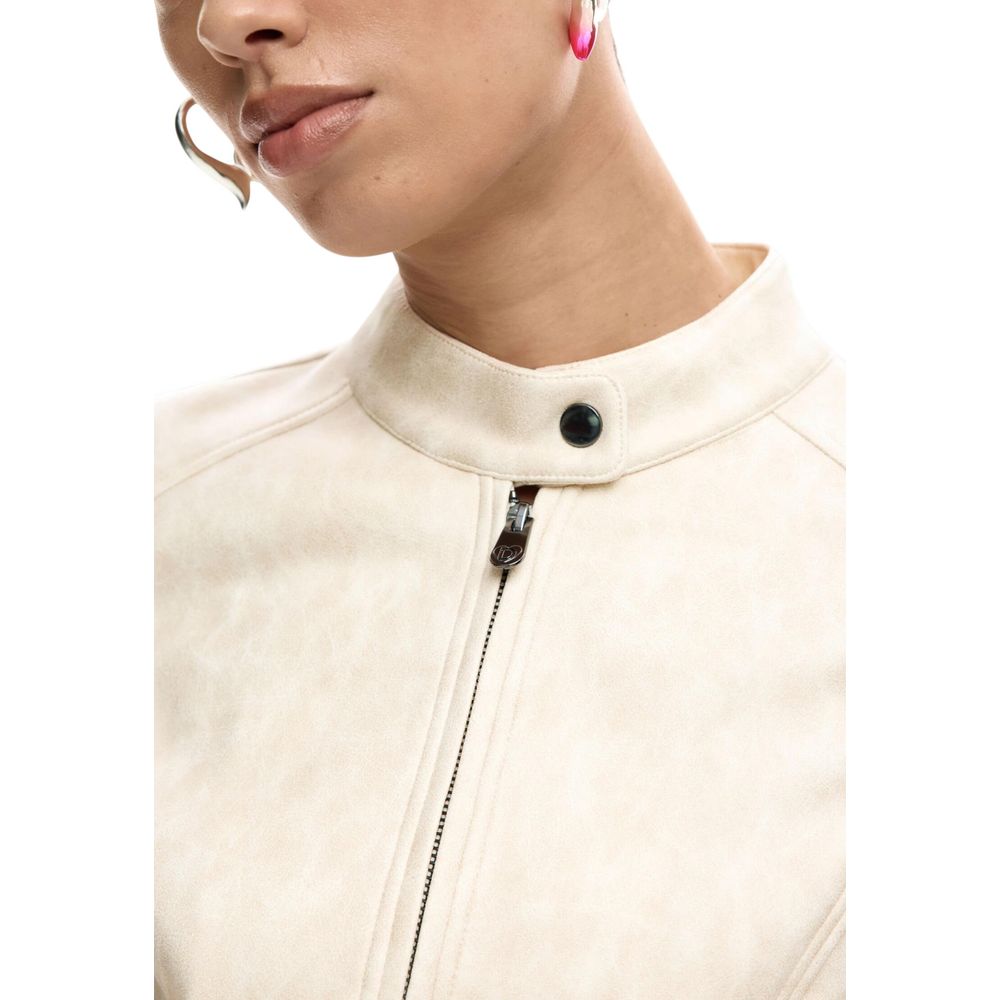 Desigual Beige Polyester Full-Length Jacket