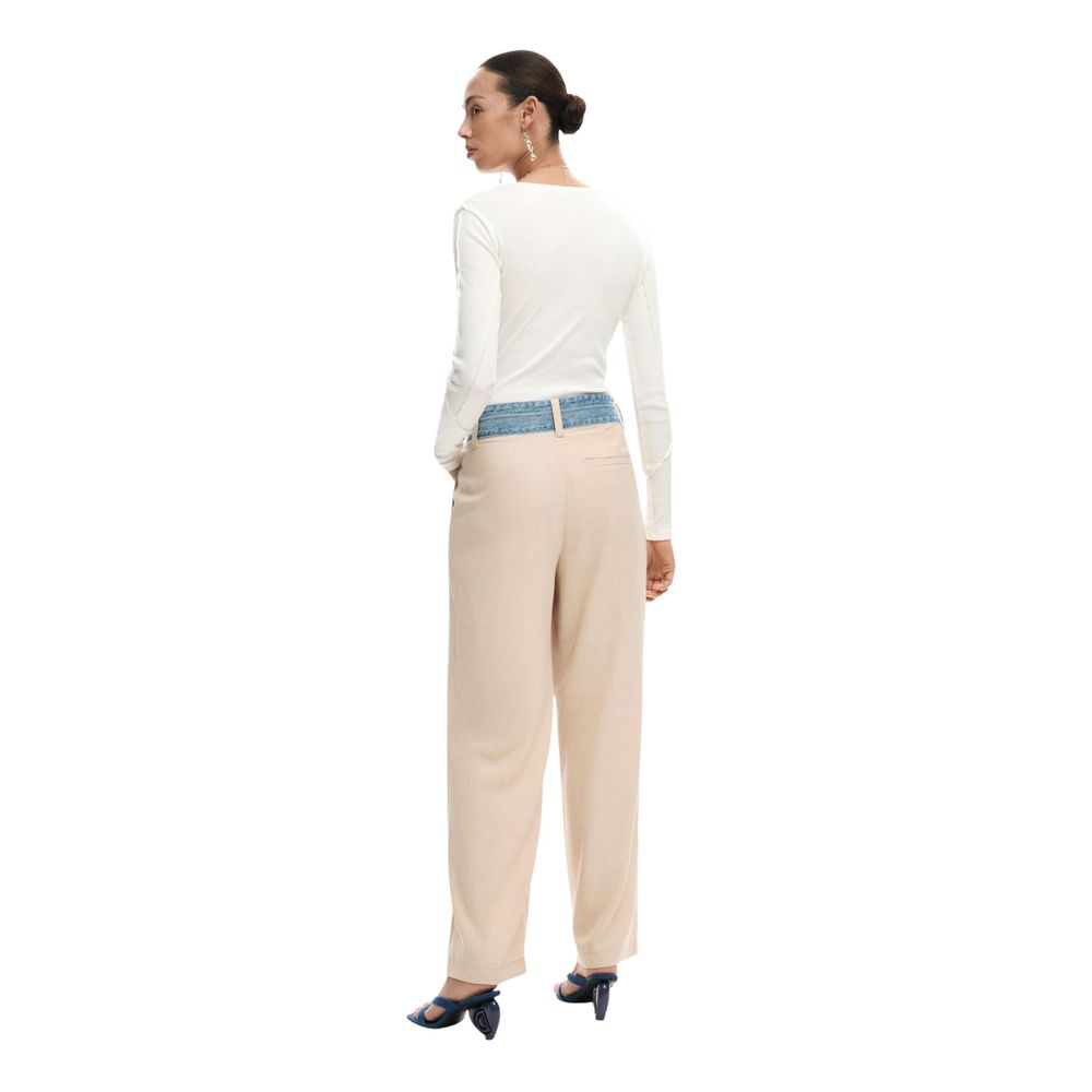 Desigual Beige Viscose Flared Pants
