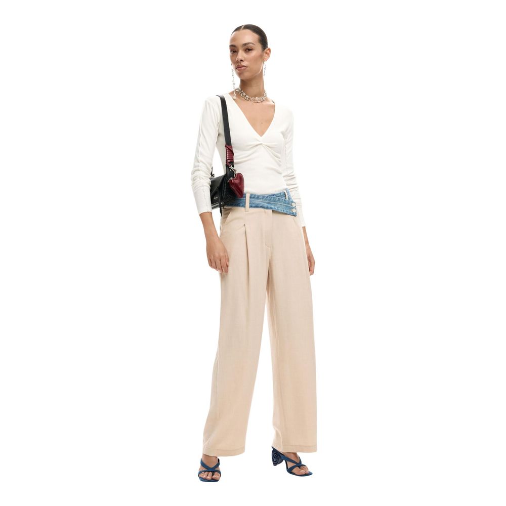 Desigual Beige Viscose Flared Pants