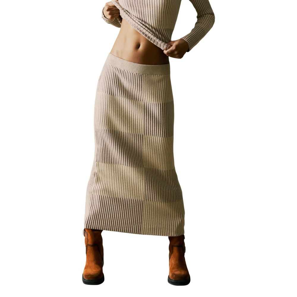 Desigual Beige Viscose Long Skirt
