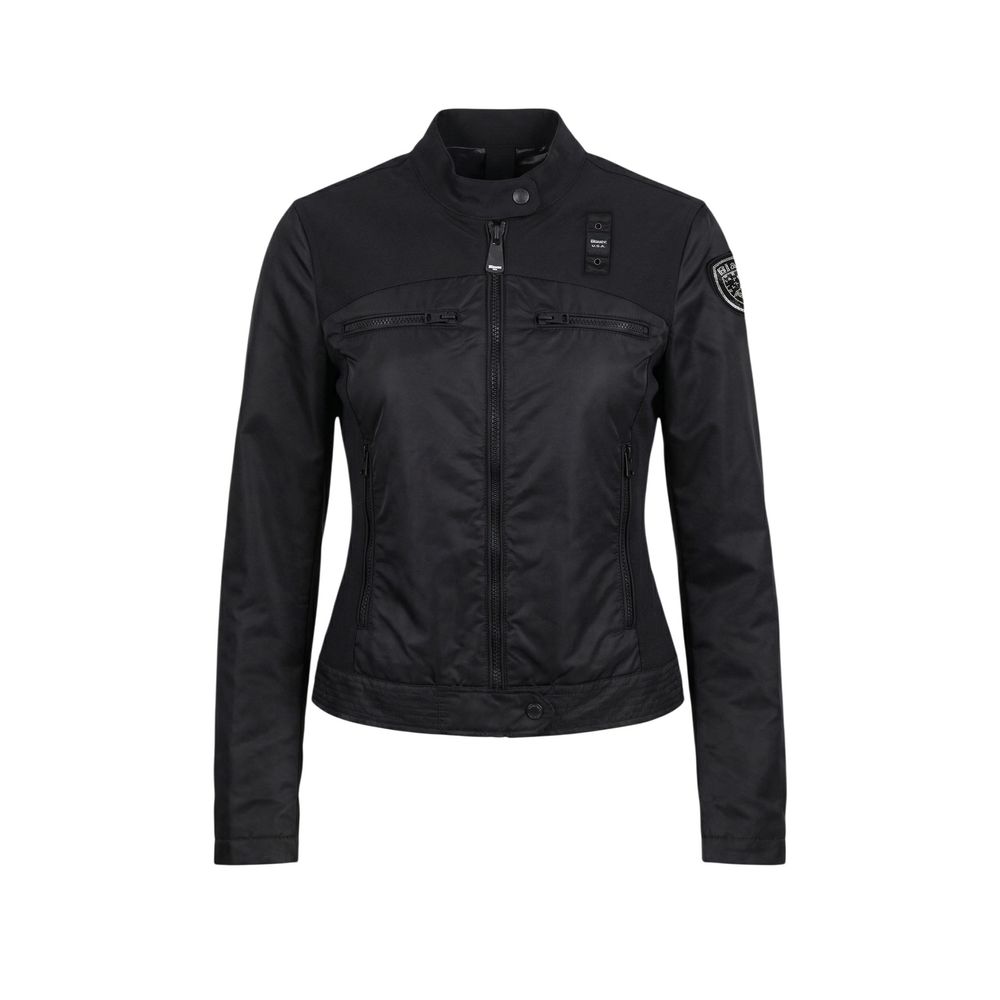 Blauer Black Polyamide Biker Jacket