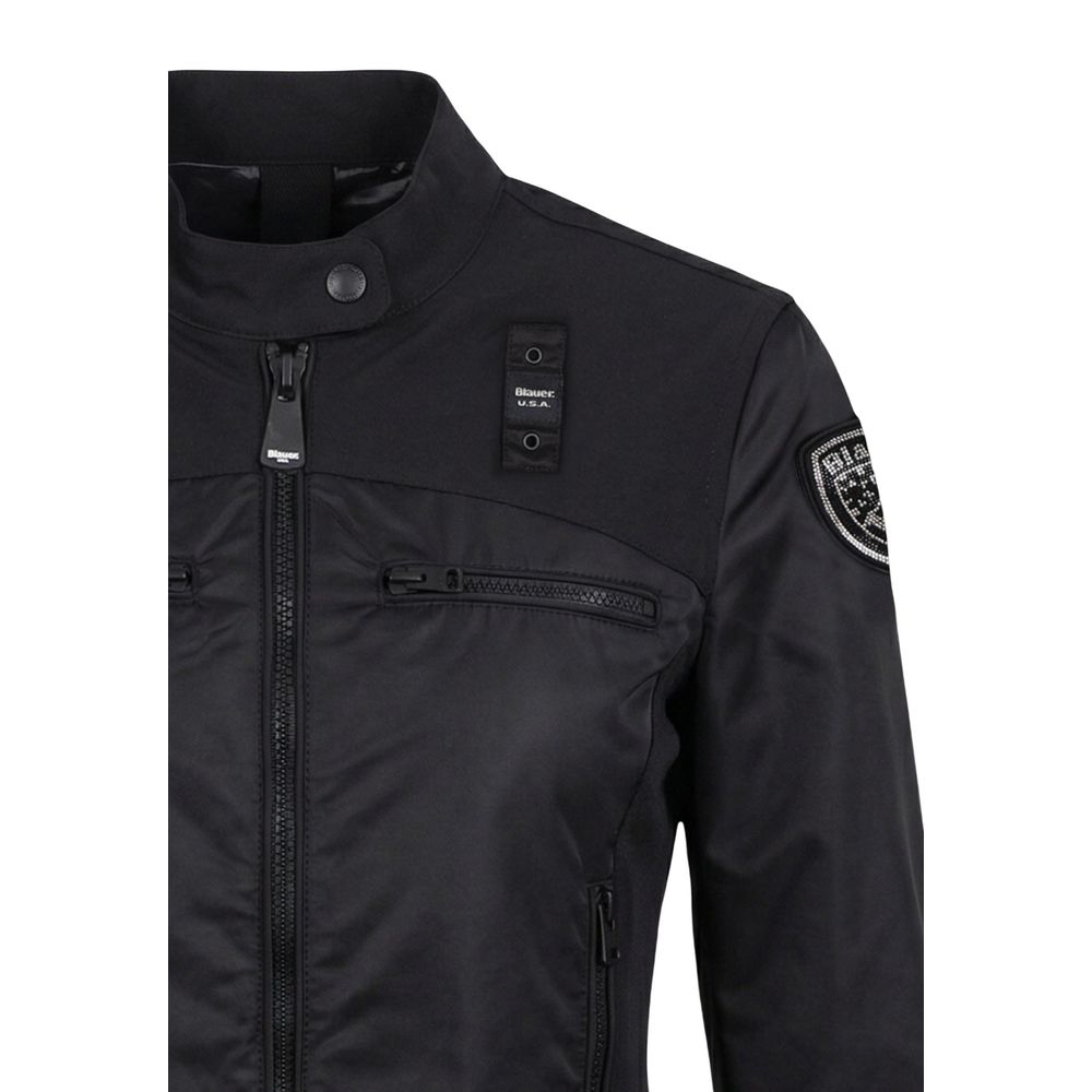 Blauer Black Polyamide Biker Jacket