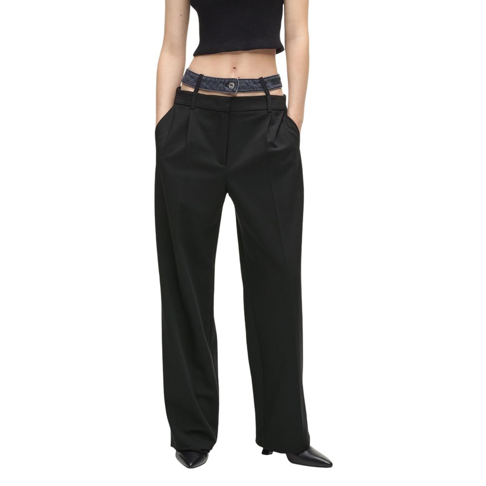 Karl Lagerfeld Black Polyester Casual Pants