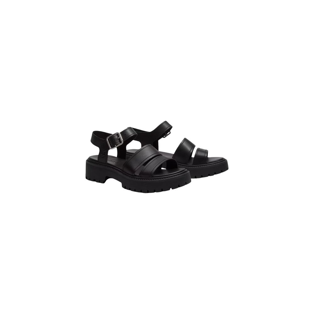 Timberland Black Leather Platform Sandals