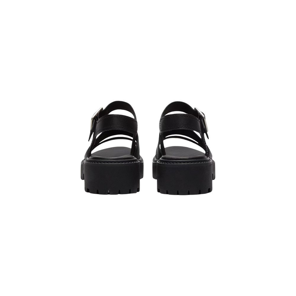 Timberland Black Leather Platform Sandals