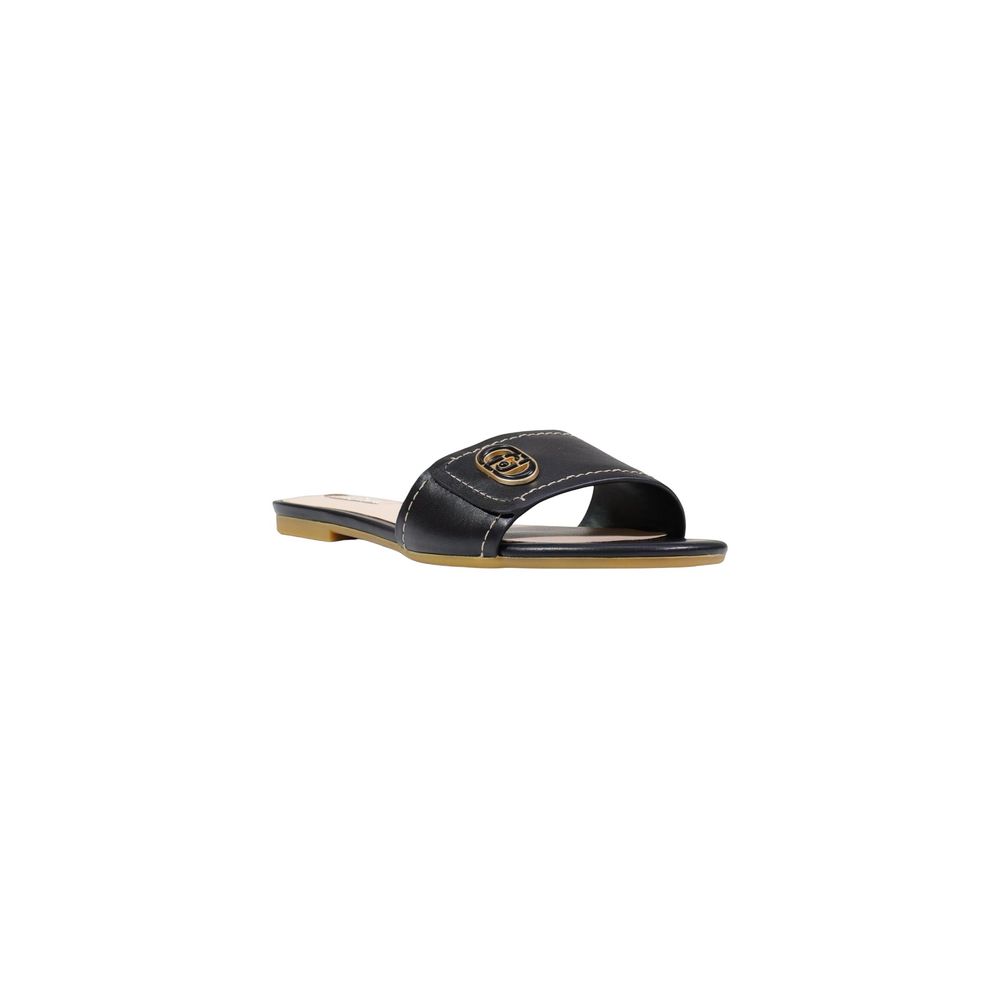 Liu Jo Black Leather Flat Sandals