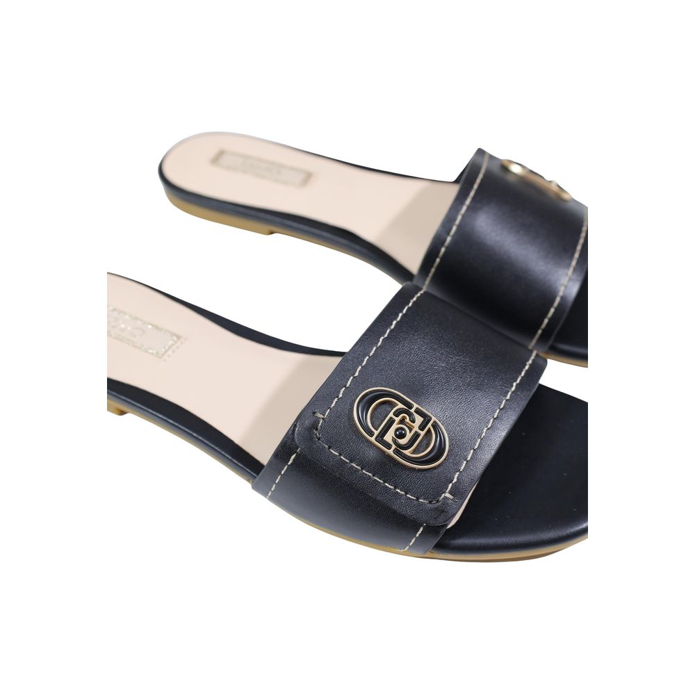 Liu Jo Black Leather Flat Sandals
