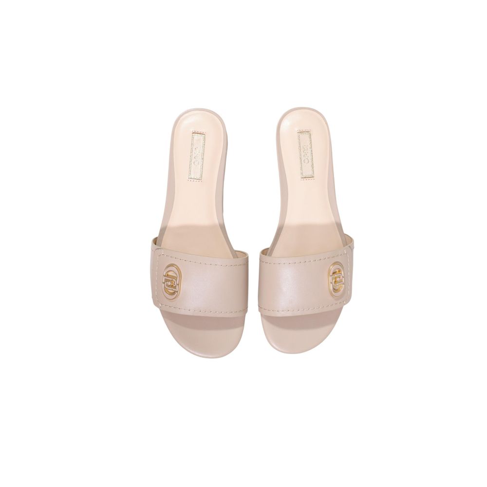 Liu Jo Beige Leather Flat Sandals