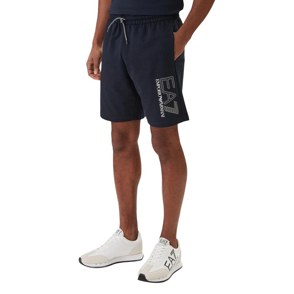 EA7 Emporio Armani Blue Cotton Bermuda Shorts