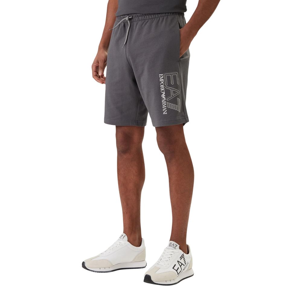 EA7 Emporio Armani Gray Cotton Bermuda Shorts