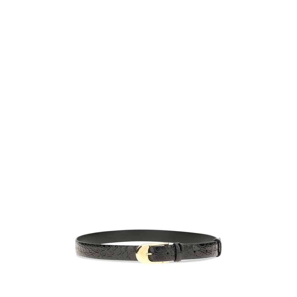 Khaite Black Calf Leather Bos Taurus Regular Belt