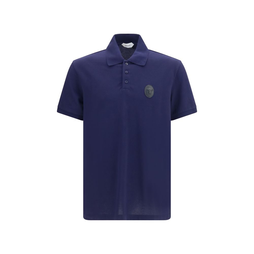 Versace Blue Cotton Polo Shirt