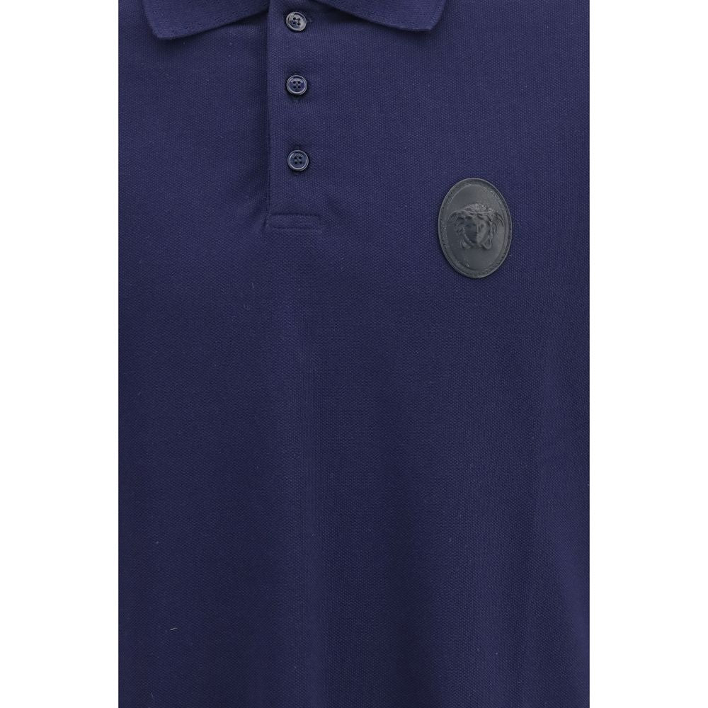 Versace Blue Cotton Polo Shirt