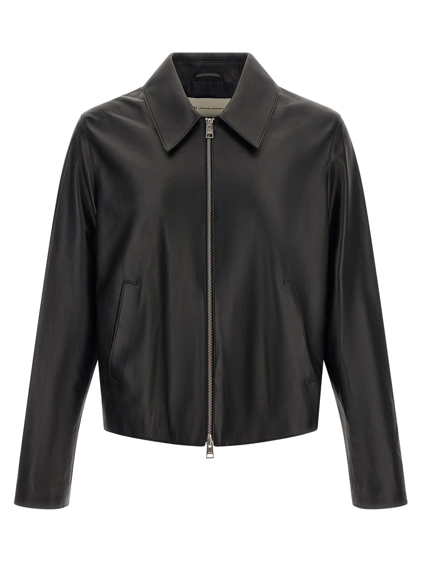Ami Paris Black Lamb Leather Leather Jacket