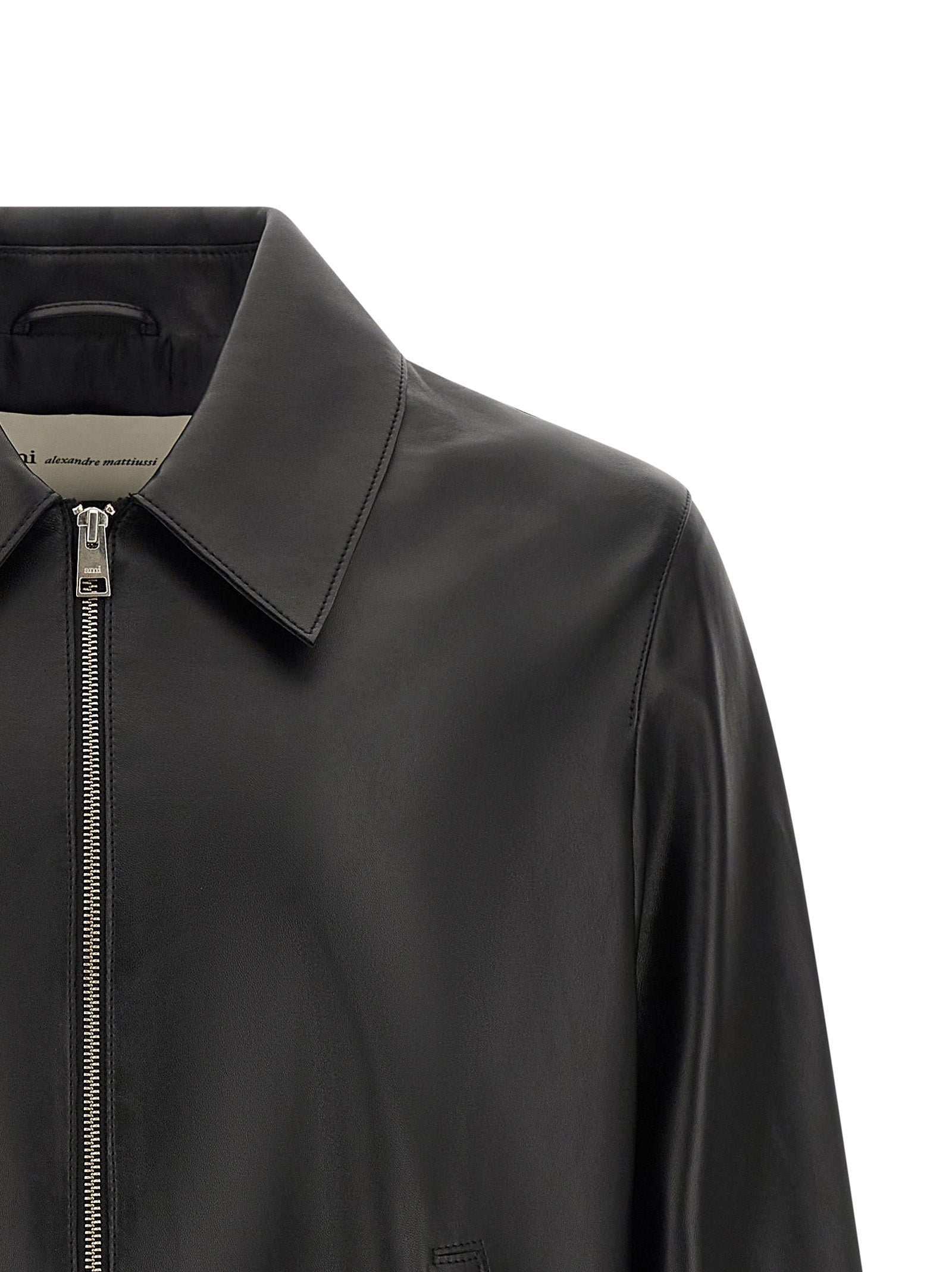 Ami Paris Black Lamb Leather Leather Jacket