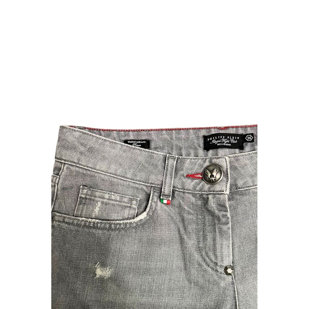 Philipp Plein Grey Fabric Women Jeans