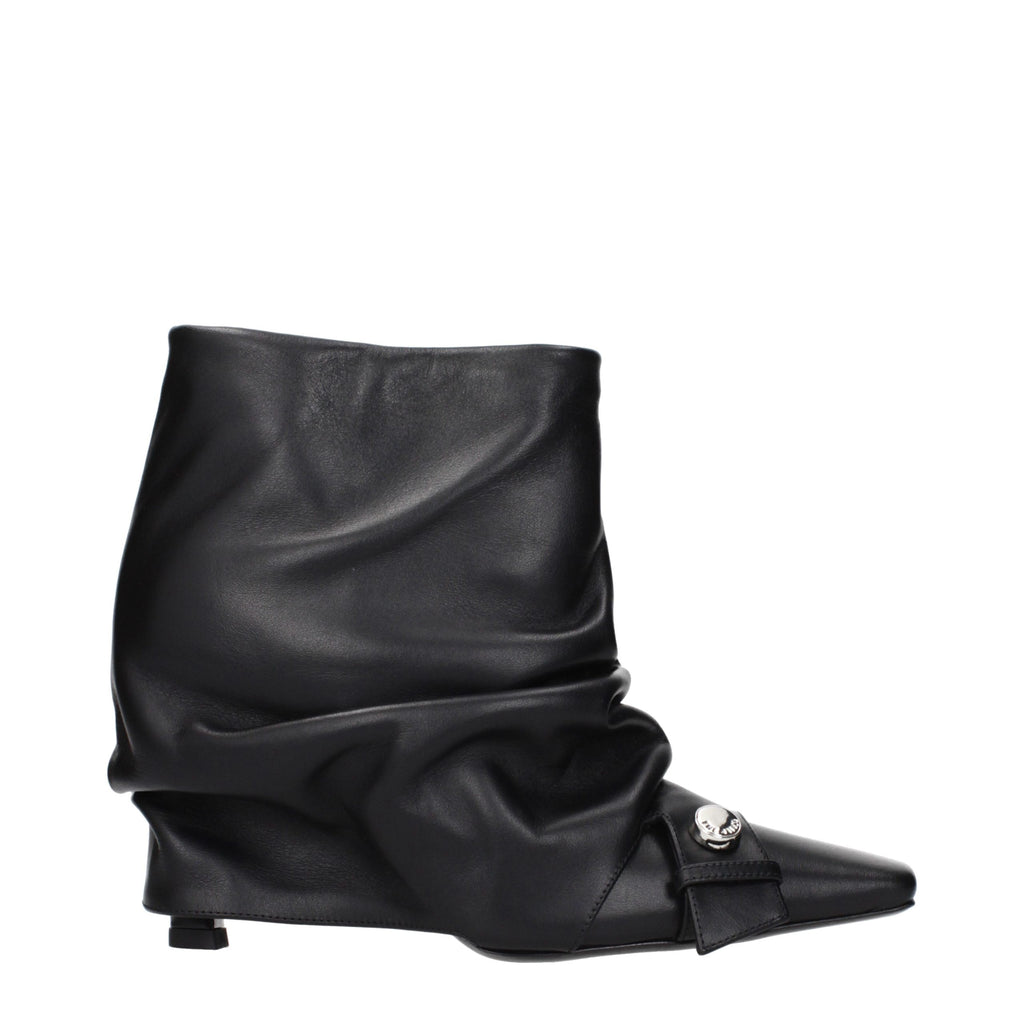 The Attico Black Leather Ankle Boots