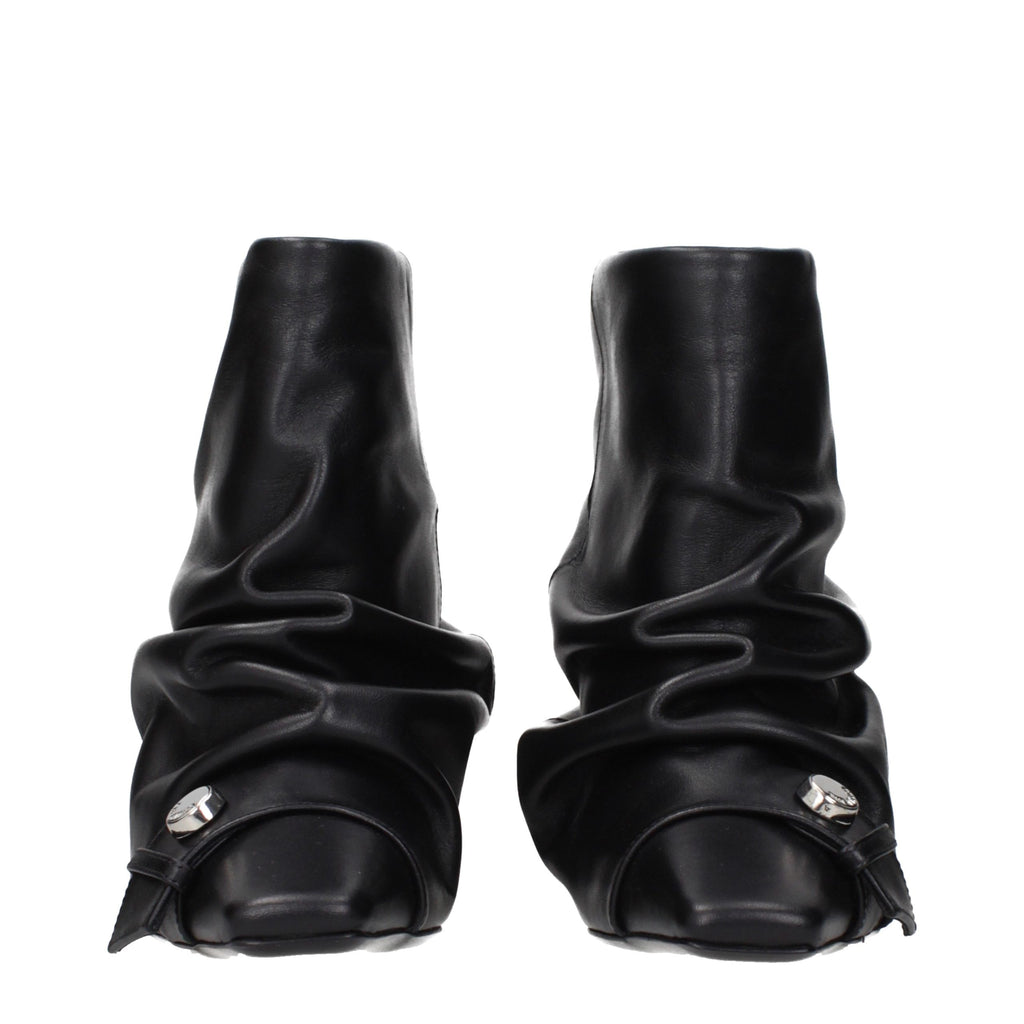 The Attico Black Leather Ankle Boots