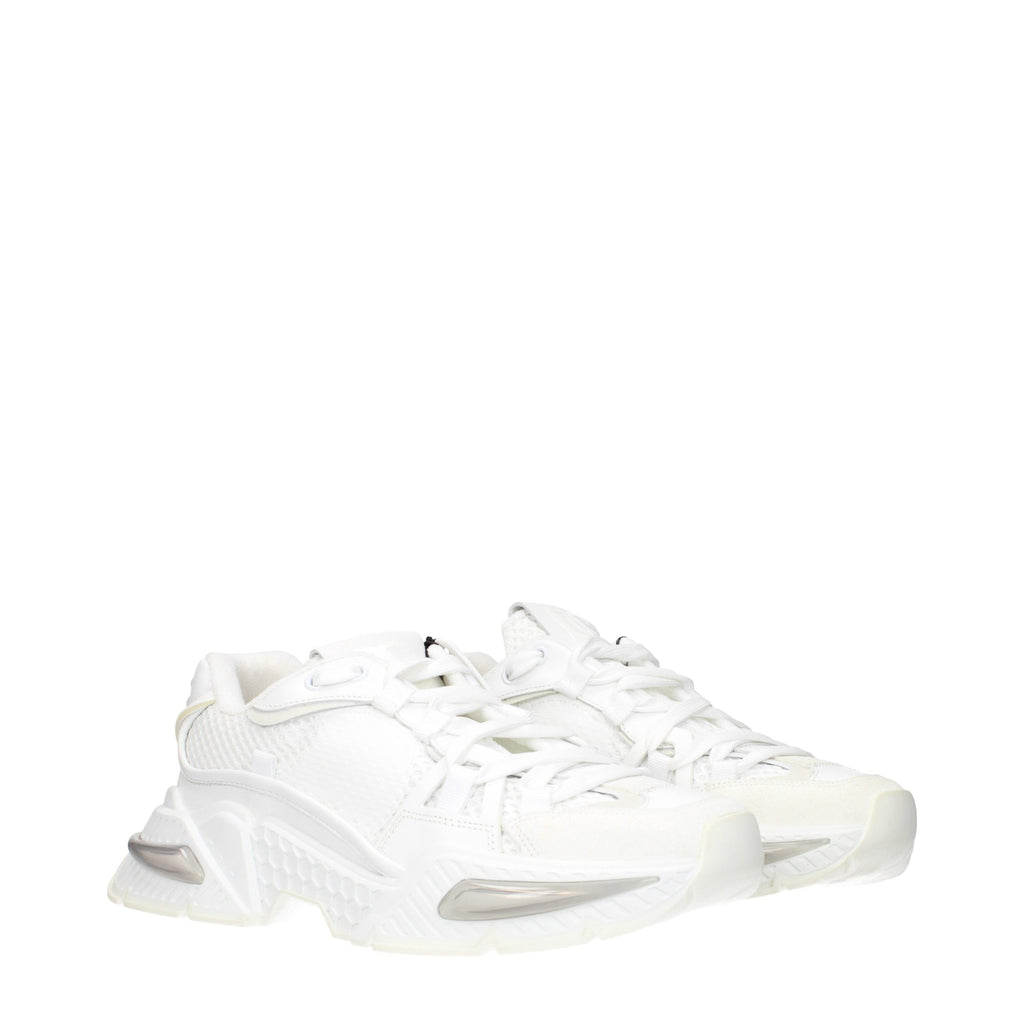 Dolce & Gabbana White Fabric Athletic Sneakers
