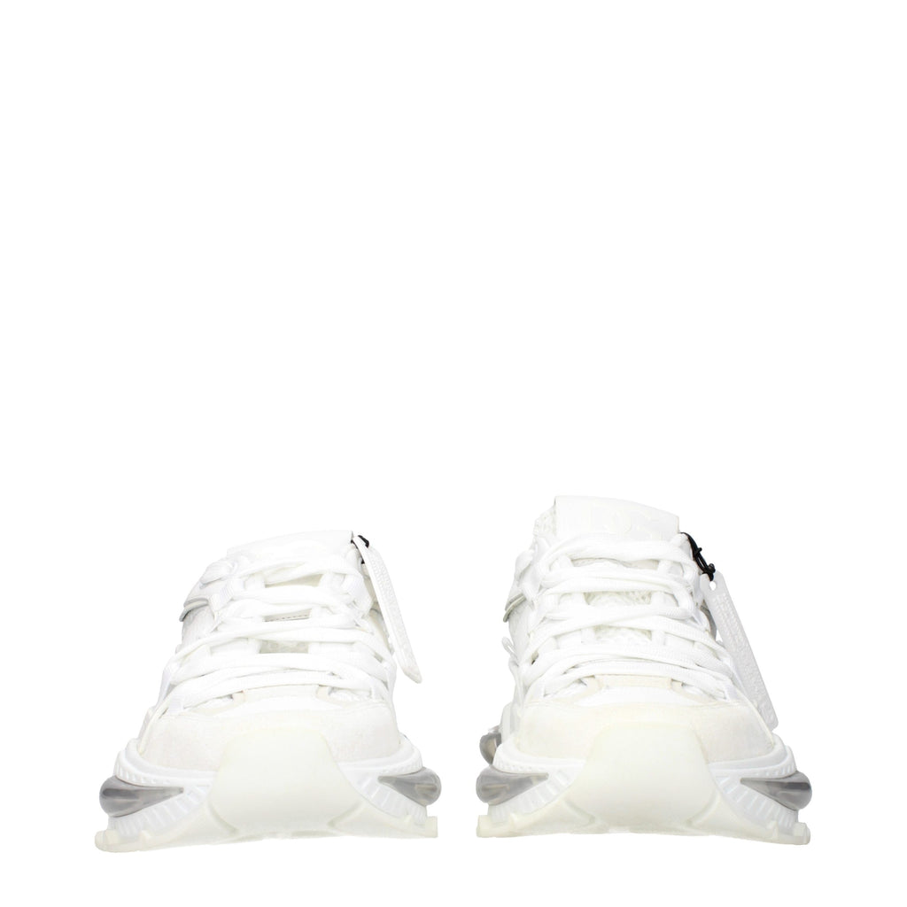 Dolce & Gabbana White Fabric Athletic Sneakers