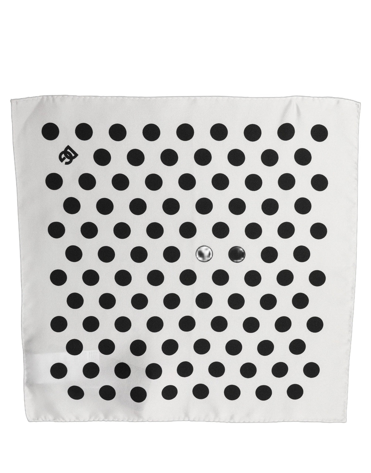 Dolce & Gabbana White Black Polka Dot Square Foulard Scarf