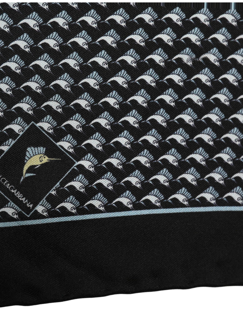 Dolce & Gabbana Black Silk Geometric Handkerchief Pocket Scarf