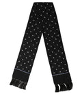 Dolce & Gabbana Black Silk DG Logo Men Fringed Shawl Scarf
