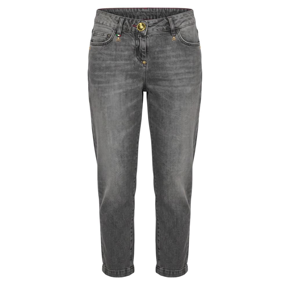 Philipp Plein Grey Cotton Women Jeans