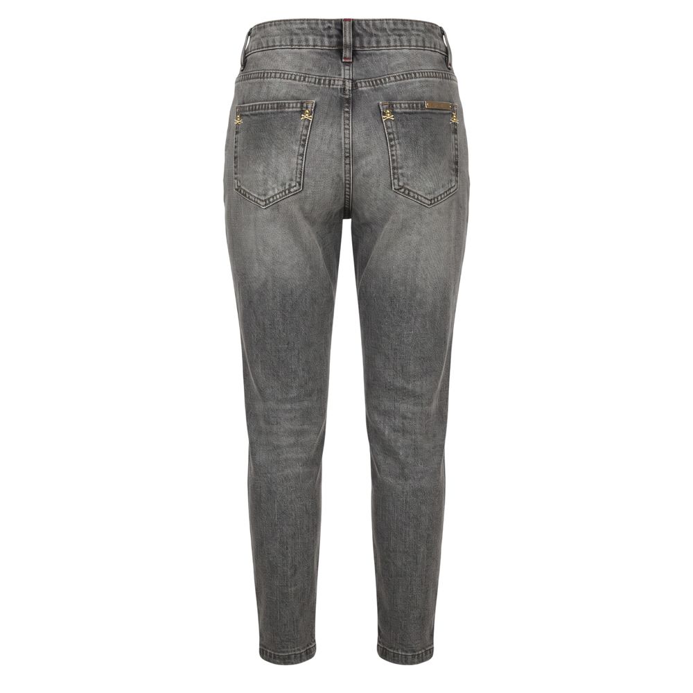Philipp Plein Grey Cotton Women Jeans