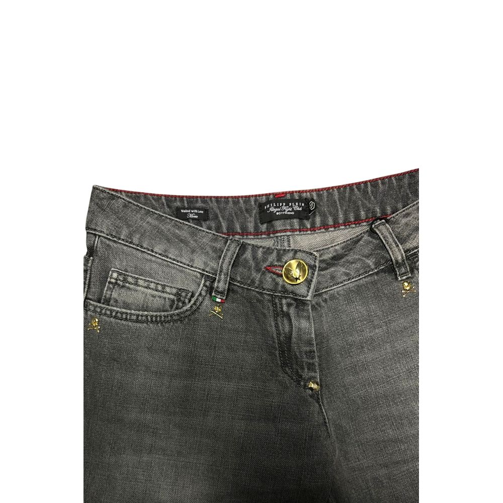 Philipp Plein Grey Cotton Women Jeans