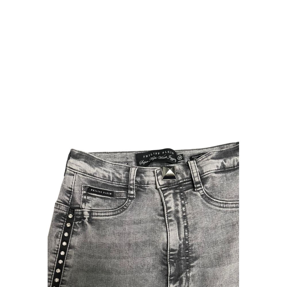 Philipp Plein Grey Cotton Women Pants