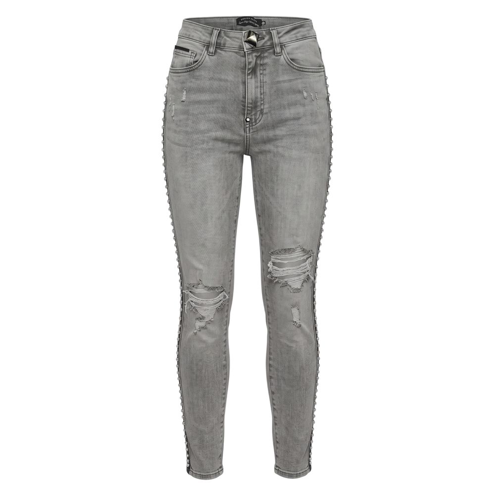 Philipp Plein Grey Cotton Women Pants