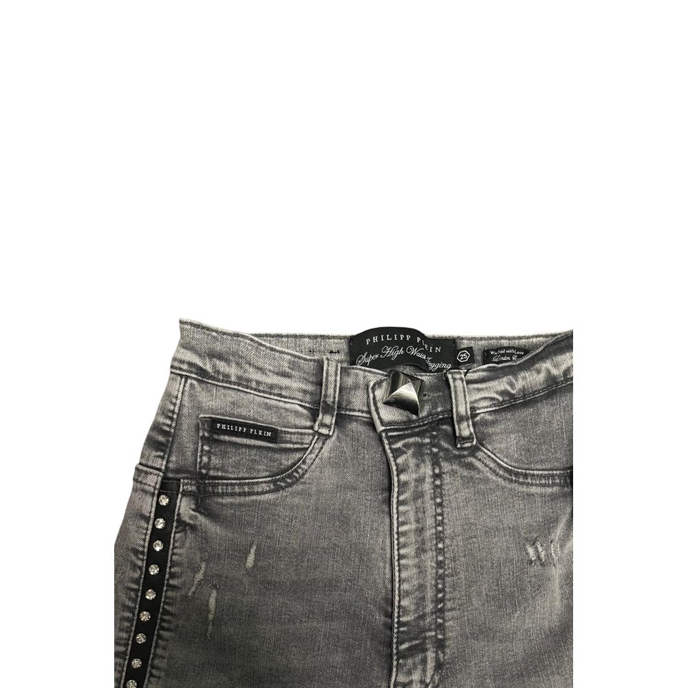 Philipp Plein Grey Cotton Women Pants