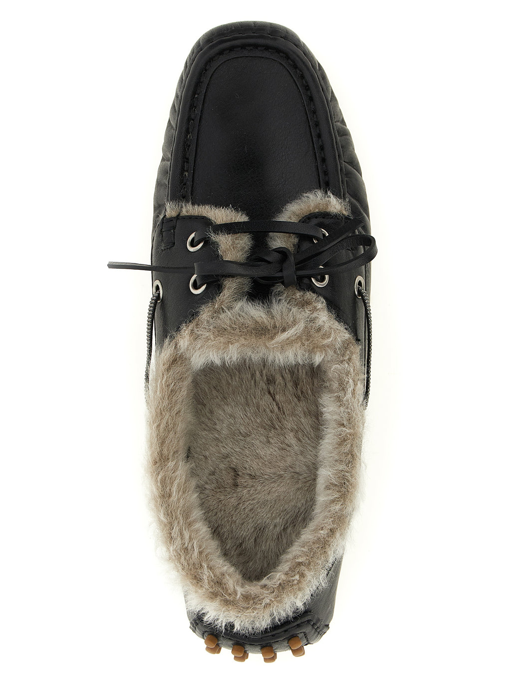 Brunello Cucinelli Black Calfskin Slip-On Loafers