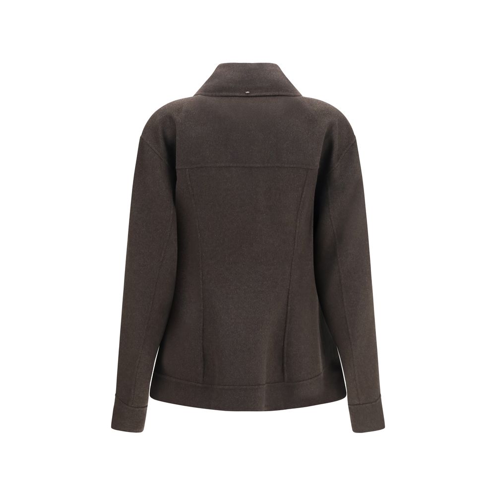 Max Mara Brown Wool Oves Aries Full-Length Jacket