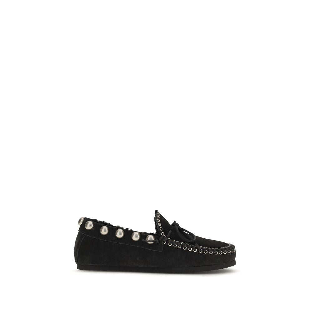 Isabel Marant Black Calf Leather Bos Taurus Slip-On Loafers