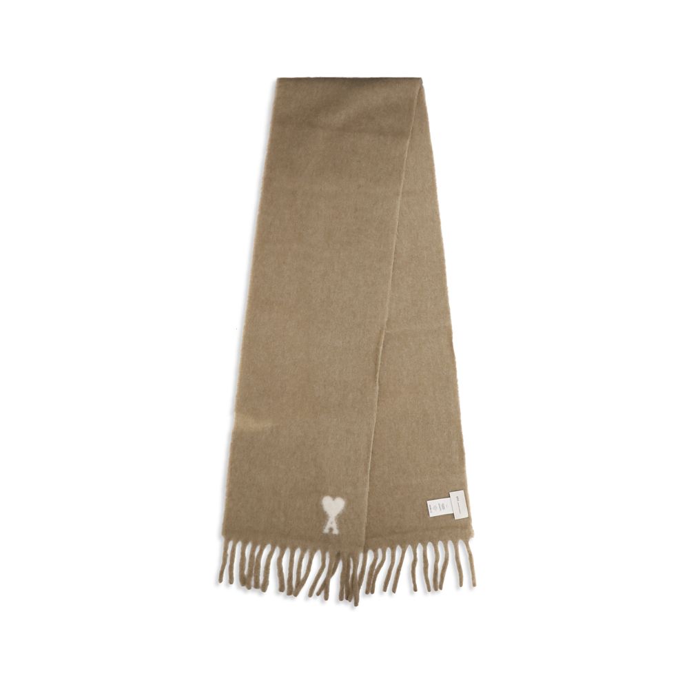 Ami Paris Beige Alpaca Vicugna Pacos Scarf