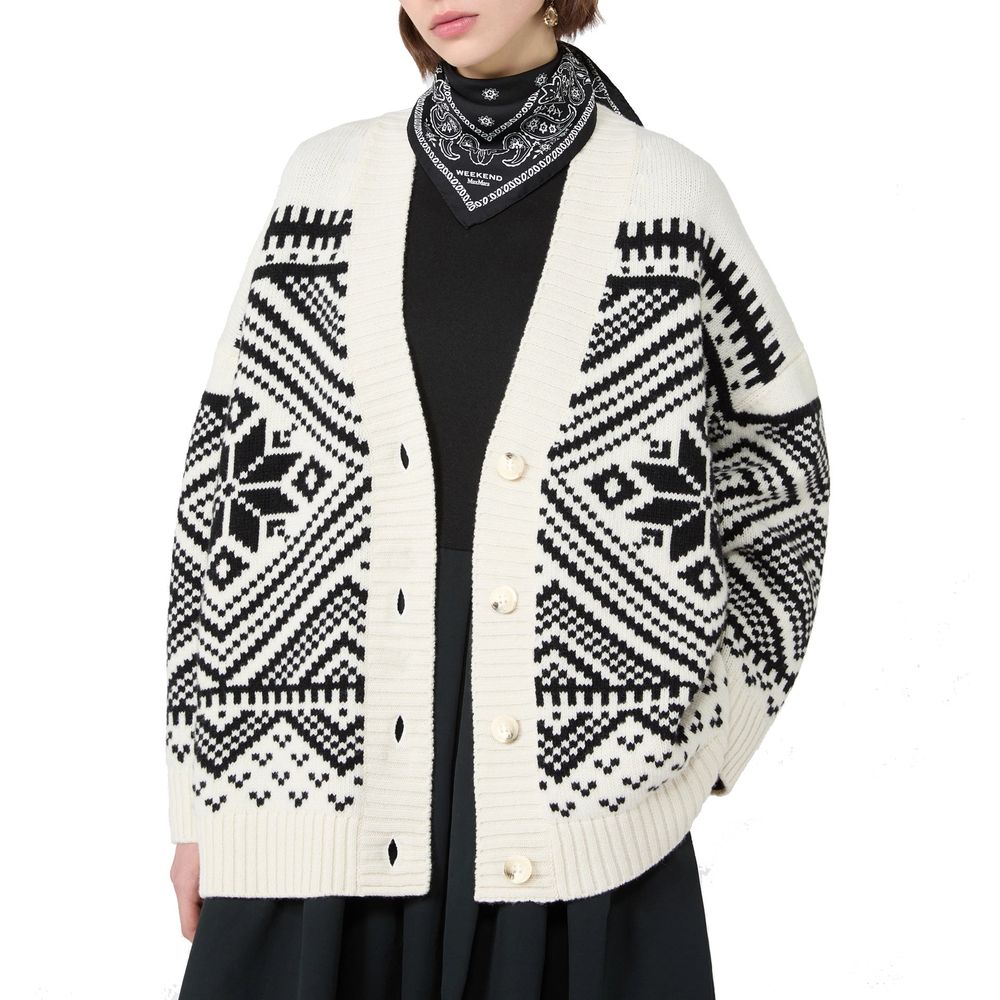Max Mara White Virgin Wool Cardigan