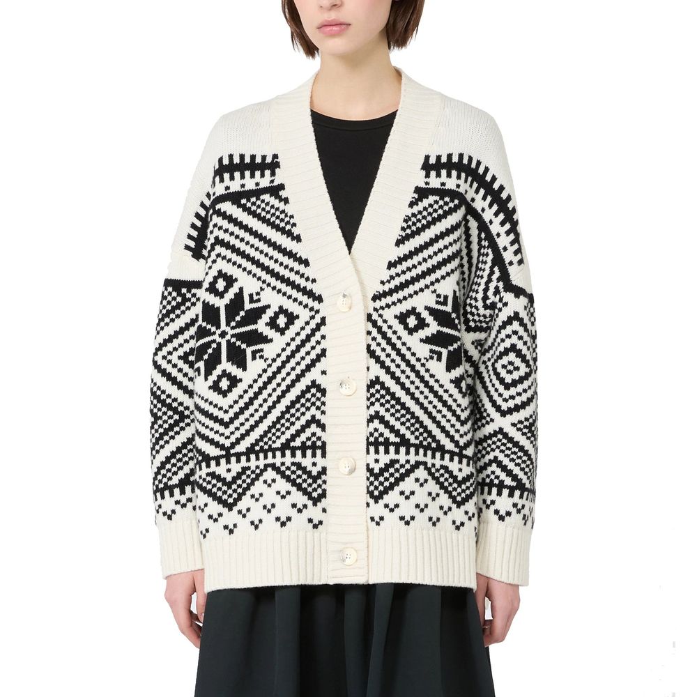 Max Mara White Virgin Wool Cardigan