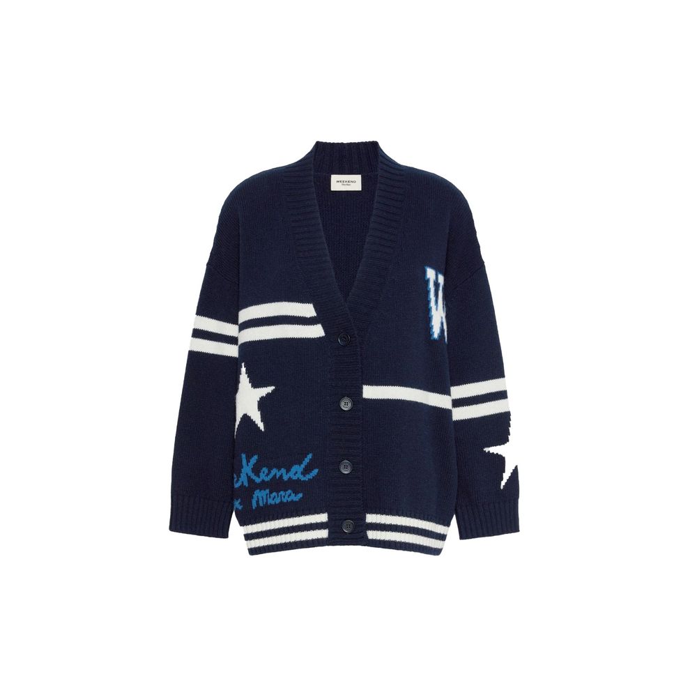 Max Mara Blue Virgin Wool Cardigan