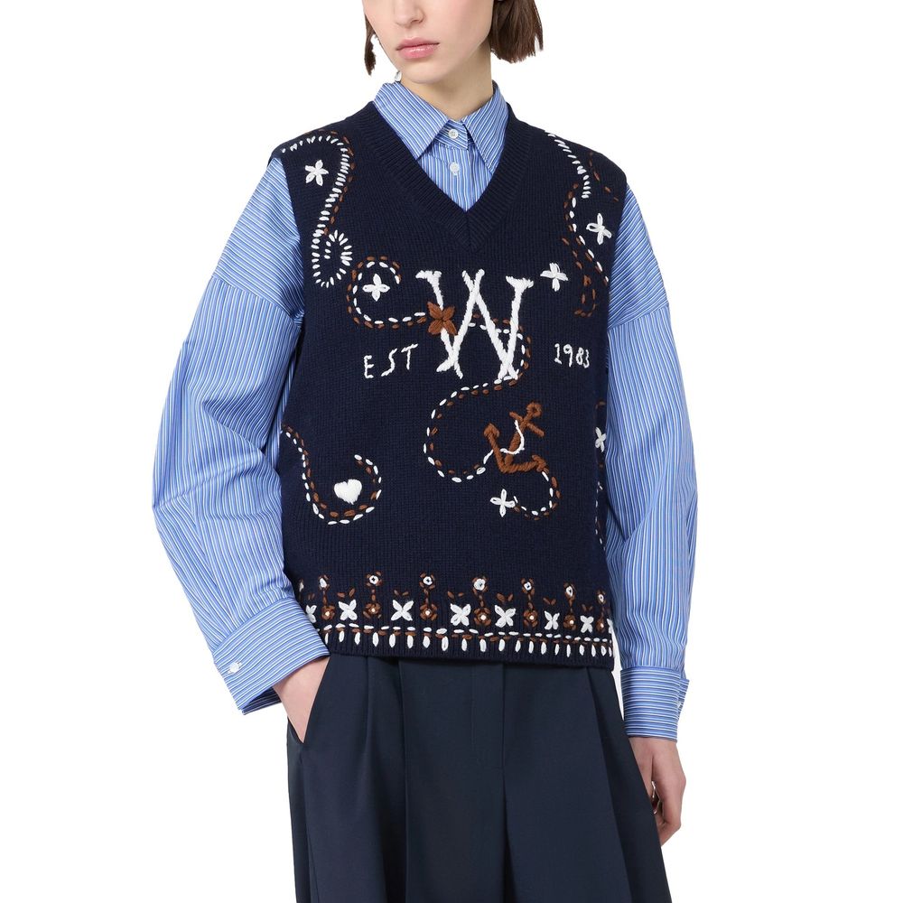 Max Mara Blue Virgin Wool Waistcoat