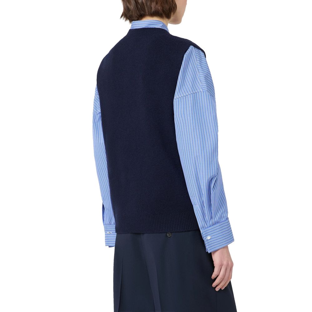 Max Mara Blue Virgin Wool Waistcoat