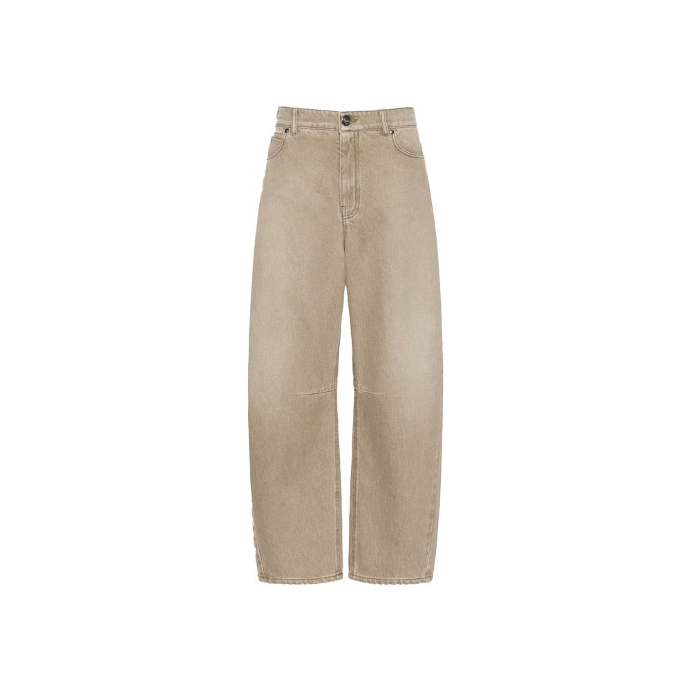 Max Mara Beige Cotton Relaxed Fit Jeans