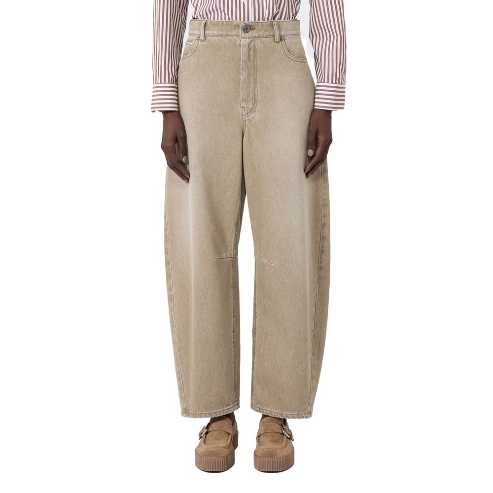Max Mara Beige Cotton Relaxed Fit Jeans