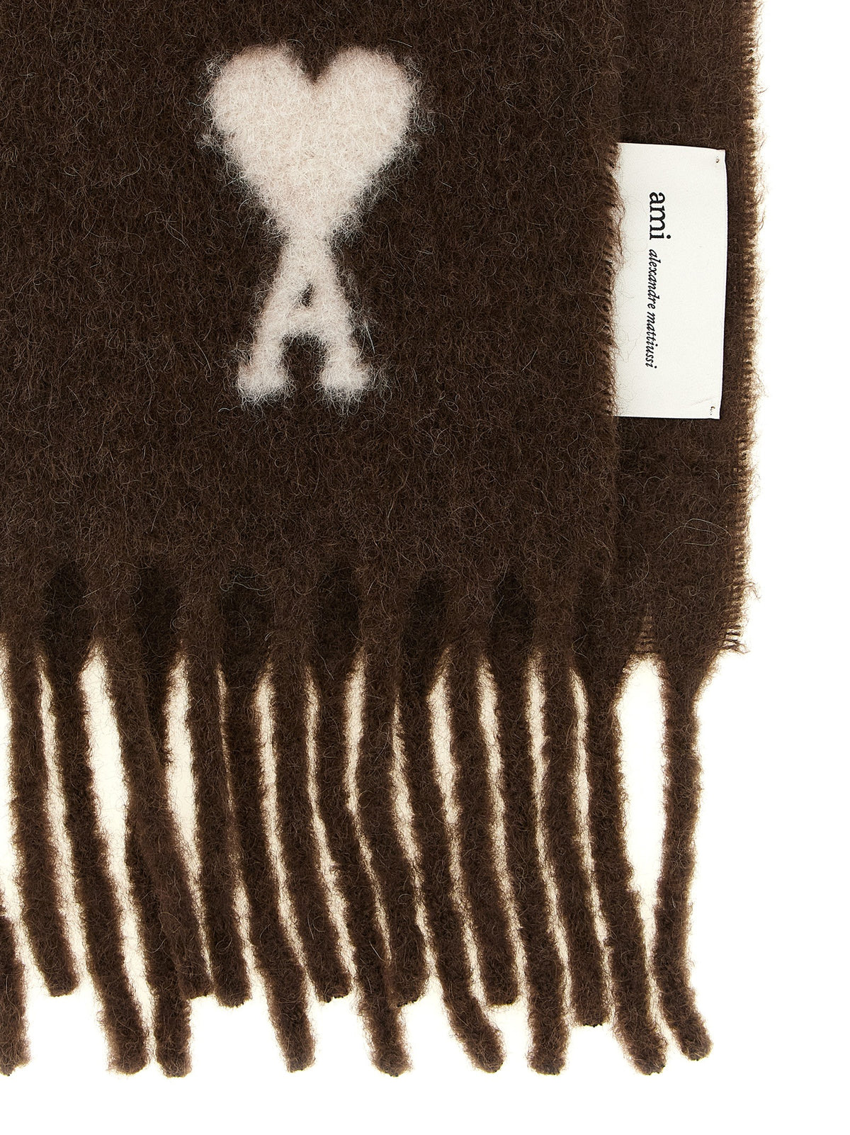 Ami Paris Brown Alpaca Leather Foulard