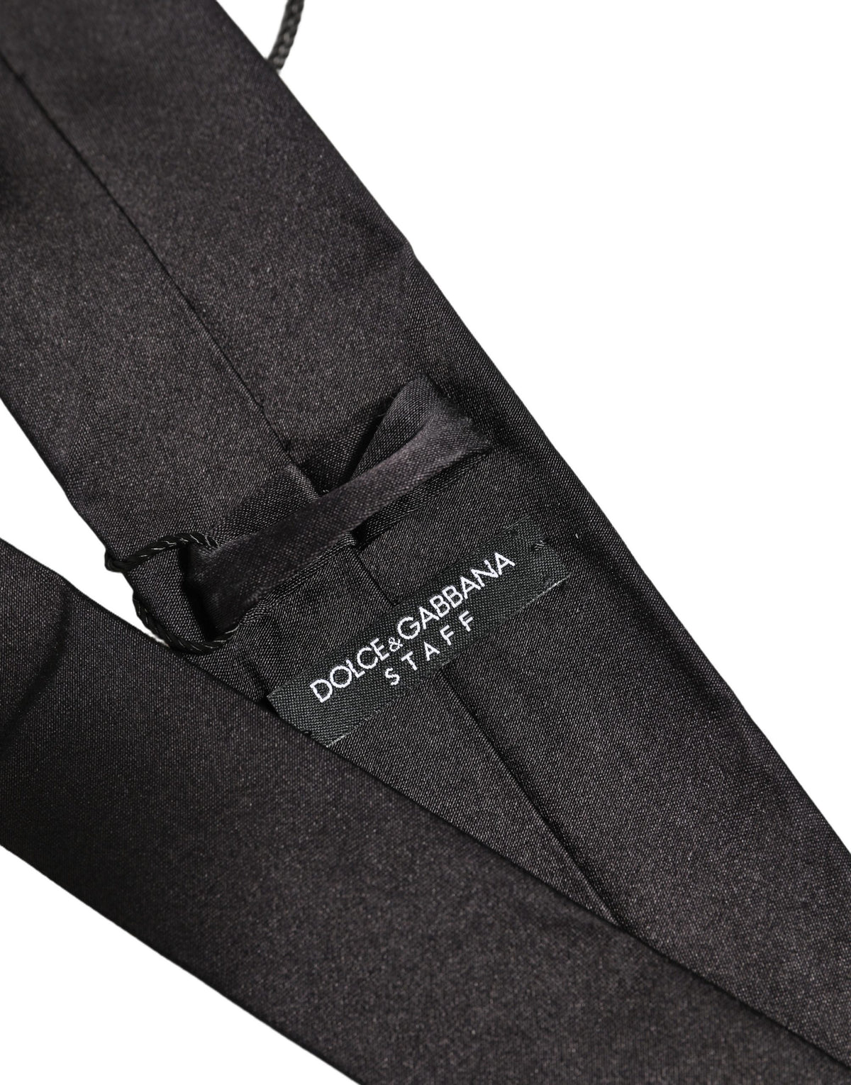 Dolce & Gabbana Black Satin 100% Silk Adjustable Tied Men Necktie Tie